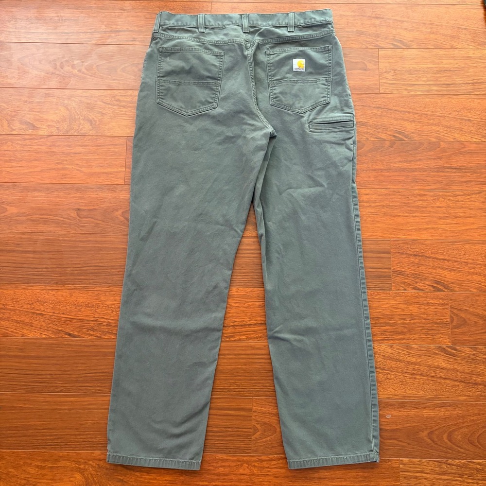 Carhartt Mens Rugged Flex Relaxed Fit Canvas Work Pants 38x34 Green BN2517-M